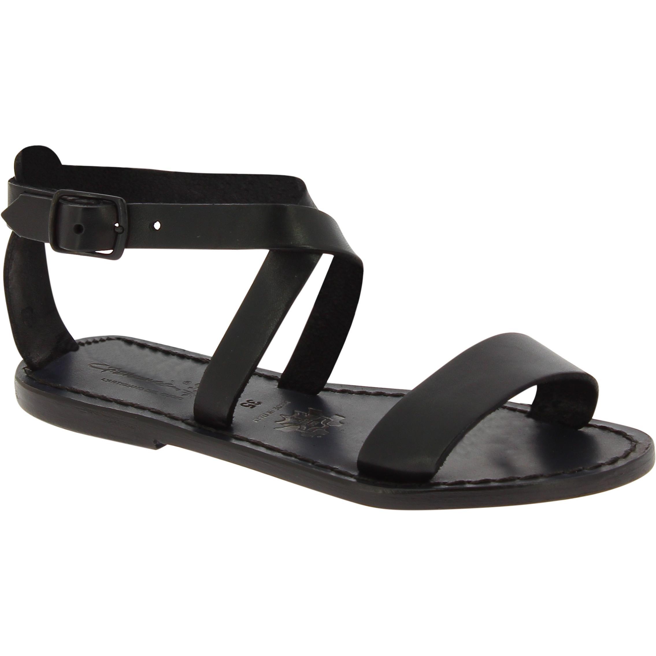 leder sandalen schwarz damen