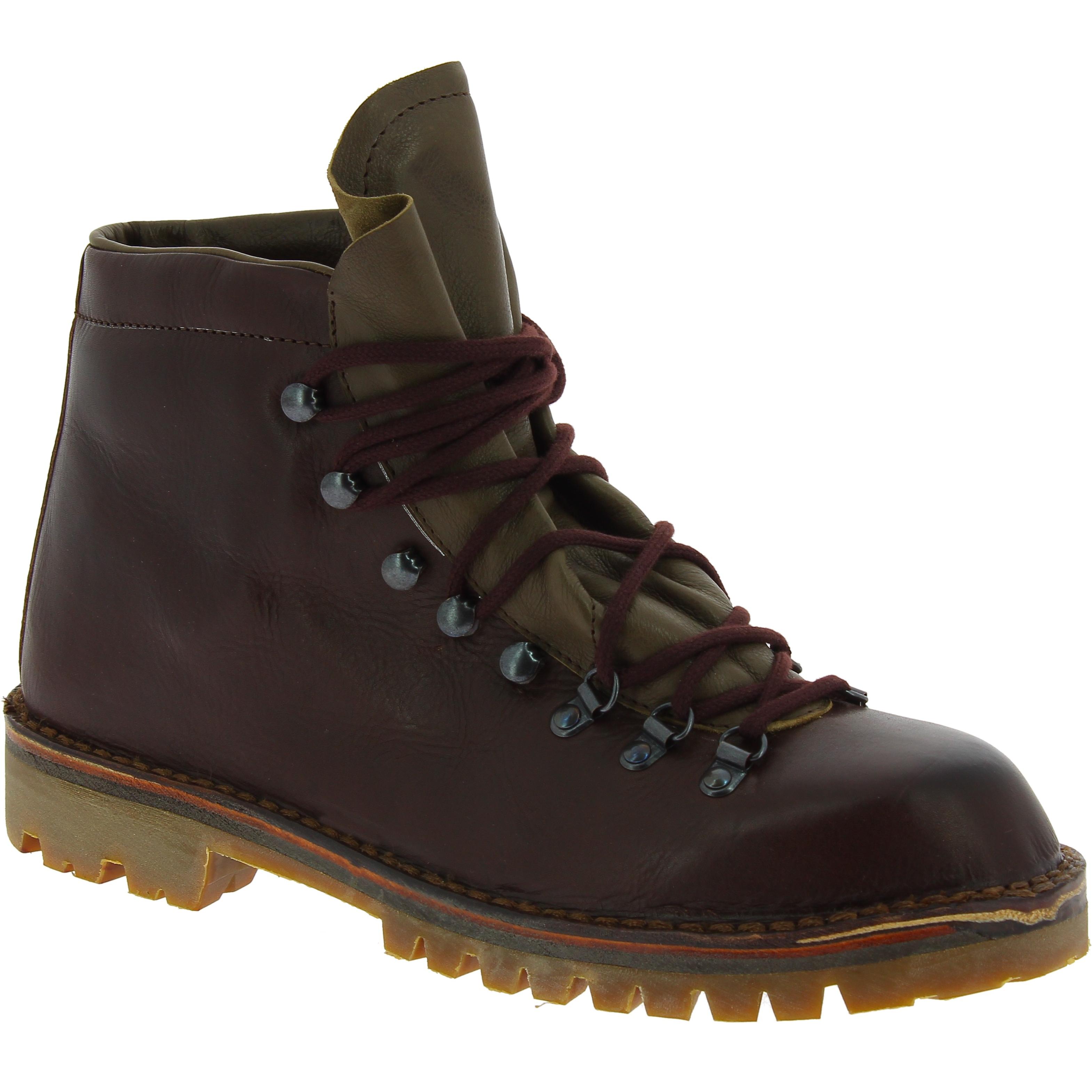 Handmade women s hiking boots in dark brown vegetable tanned leather Artigiani del cuoio