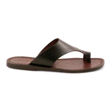 Braune Ledersandalen Thong für Frau handgefertigt
