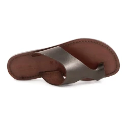 Sandale tong en cuir marron pour femme artisanales