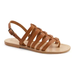 Gold flache Sandalen aus echtem Leder handgefertigt in Italien