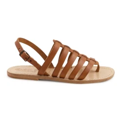 Gold flache Sandalen aus echtem Leder handgefertigt in Italien