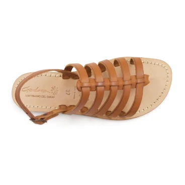 Gold flache Sandalen aus echtem Leder handgefertigt in Italien