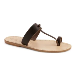 Braune Leder Thong Sandalen handgefertigt in Italien