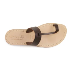 Sandals tong cuir homme marron fait à la main en Italie