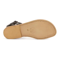 Sandali gladiatore da donna in pelle nero fatti a mano