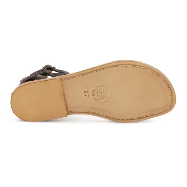 Sandali gladiatore da donna in pelle nero fatti a mano