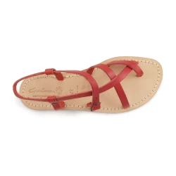 Rot Leder sandalen Damen handarbeit in Italien