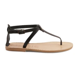 Sandale tong en cuir noir artisanales pour femme