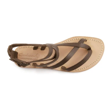 Gladiator Sandalen Frau im braunen Leder Handwerk