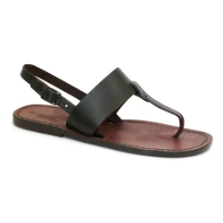 Zehentrenner leder braun damen sandalen handgefertigt