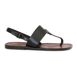 Zehentrenner leder braun damen sandalen handgefertigt