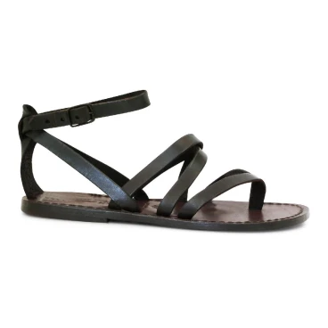 Scarpe alla schiava artigianali in pelle marrone