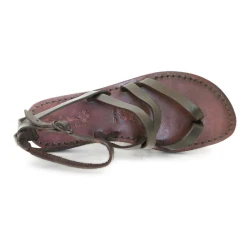 Damen sandaler leder handgemachte dunkelbraunem