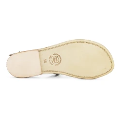Bicolor leather flat sandals handmade in Italy