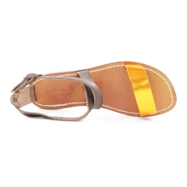 Bicolor leather flat sandals handmade in Italy