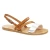 Women's flat sandals handmade in tan and silver leather