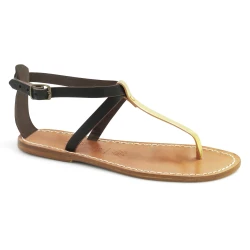 T-steg Sandalen zweifarbigen Braun und Gold Leder