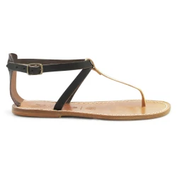T-steg Sandalen zweifarbigen Braun und Gold Leder