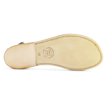 T-steg Sandalen zweifarbigen Braun und Gold Leder