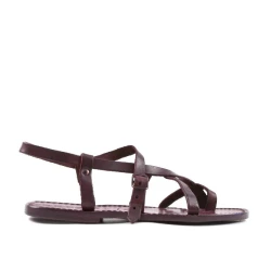 Sandale en cuir violet artisanale pour femme travaillé à la main