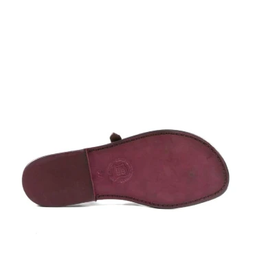 Women's violet strappy sandals handmade in cuir leather