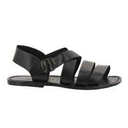 Hand gefertigte Herren-Sandalen aus schwarzen Leder