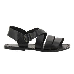 Sandales homme cuir travaillé à la main noir