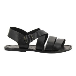 Sandalias hombre hechos a mano en Italia en cuero negro