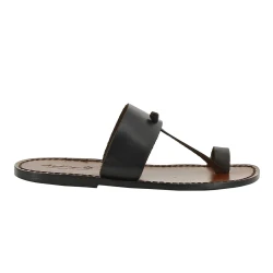 Dark Brown leather thong sandals Handmade in Italy