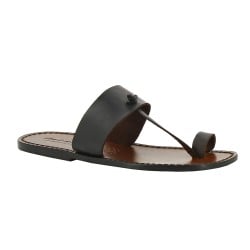 Dark Brown leather thong sandals Handmade in Italy