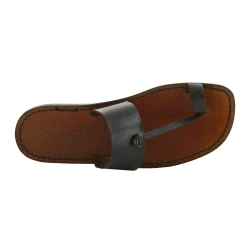 Sandalias de cuero marron oscuro hecho a mano en Italia