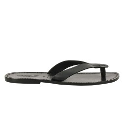 Sandalias de cuero negro hecho a mano para hombres