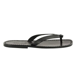 Handmade black leather thongs sandals for men