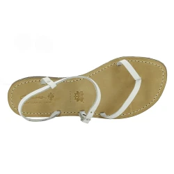 Sandali infradito bianchi da donna in pelle fatti a mano