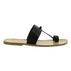 Schwarze Flip Flops aus Leder in Italien von Handgefertigt