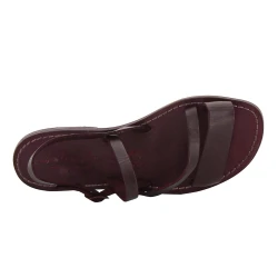 Flache Sandalen für Damen aus pflaume Leder