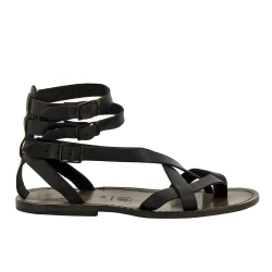 Gladiator Herren-Sandalen aus schwarz Leder in Italien von Handgefertigt