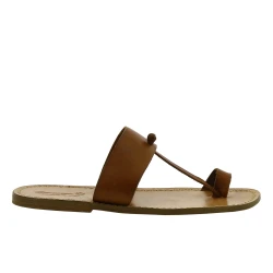Sandales lanièr d'orteil pour homme artisanales en cuir marron