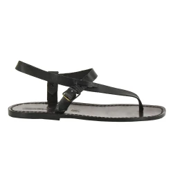 Tongs en cuir noir pour homme artisanales