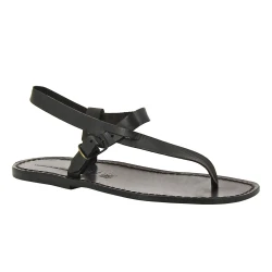 Herren Flip-Flop-Sandalen aus schwarze Leder in Italien von Handgefertigt