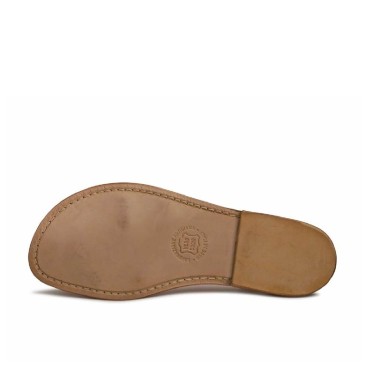 Sandalias de cuero bronce plana del gladiador