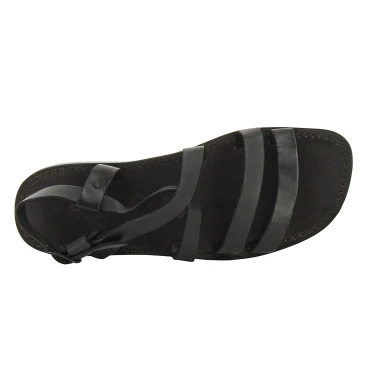 Handmade in Italy men's black leather Franciscan sandals
