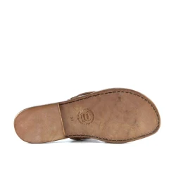 Tiras de cuero artificial cuero vintage mujeres diapositivas con suela de cuero