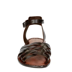 Sandales femme en cuir italienne marron foncé