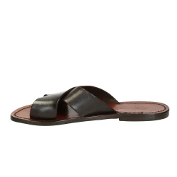 Claquettes en cuir marron pour femme artisanales