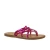 Ladies thong slippers in fuchsia laminated leather