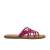 Ladies thong slippers in fuchsia laminated leather