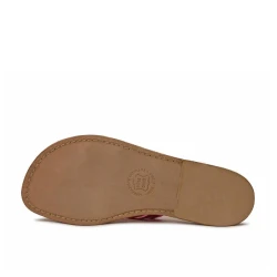 Damen-Riemchen-Sandalen mit magentafarbener Laminierung in Italien von Hand gefertigt