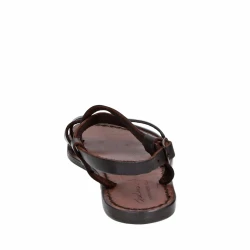 Damen Riemchen-Sandalen aus dunkelbraunem Leder in Italien von Handgefertigt